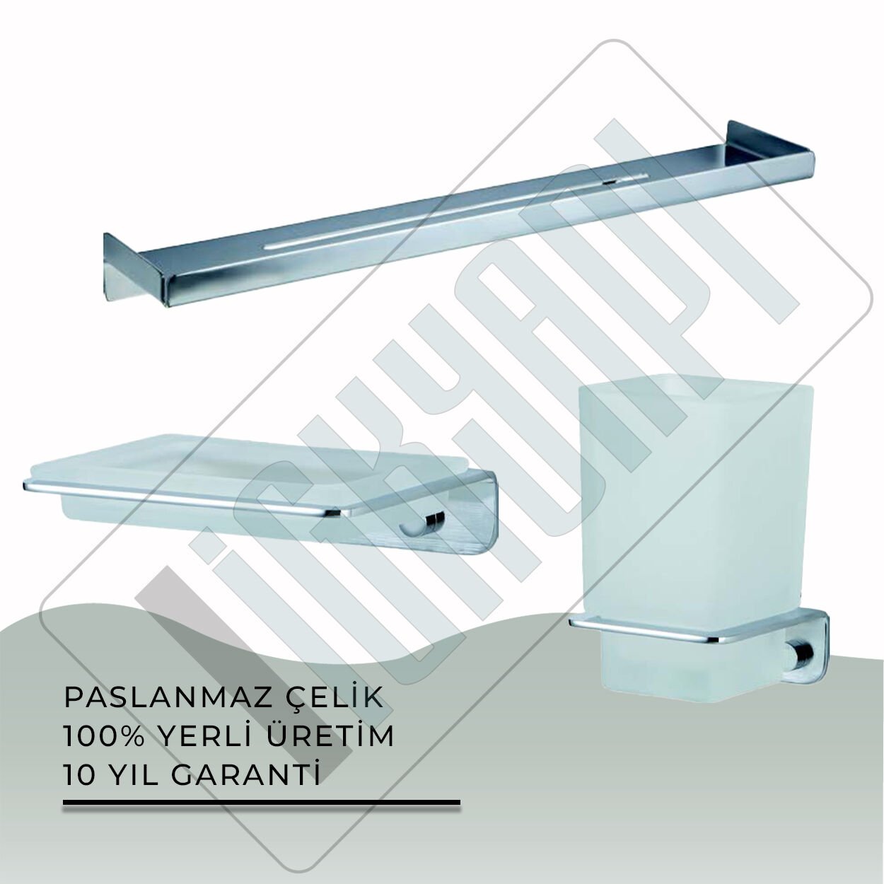 İGK YAPI - Çelik Banyo Paris Banyo Aksesuar Seti - 26 (3 Parça)