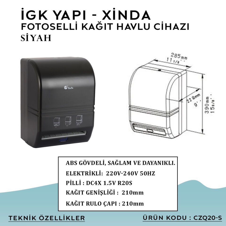İGK YAPI – XinDa Fotoselli Siyah Kağıt Havlu Makinesi (CZQ20-S)