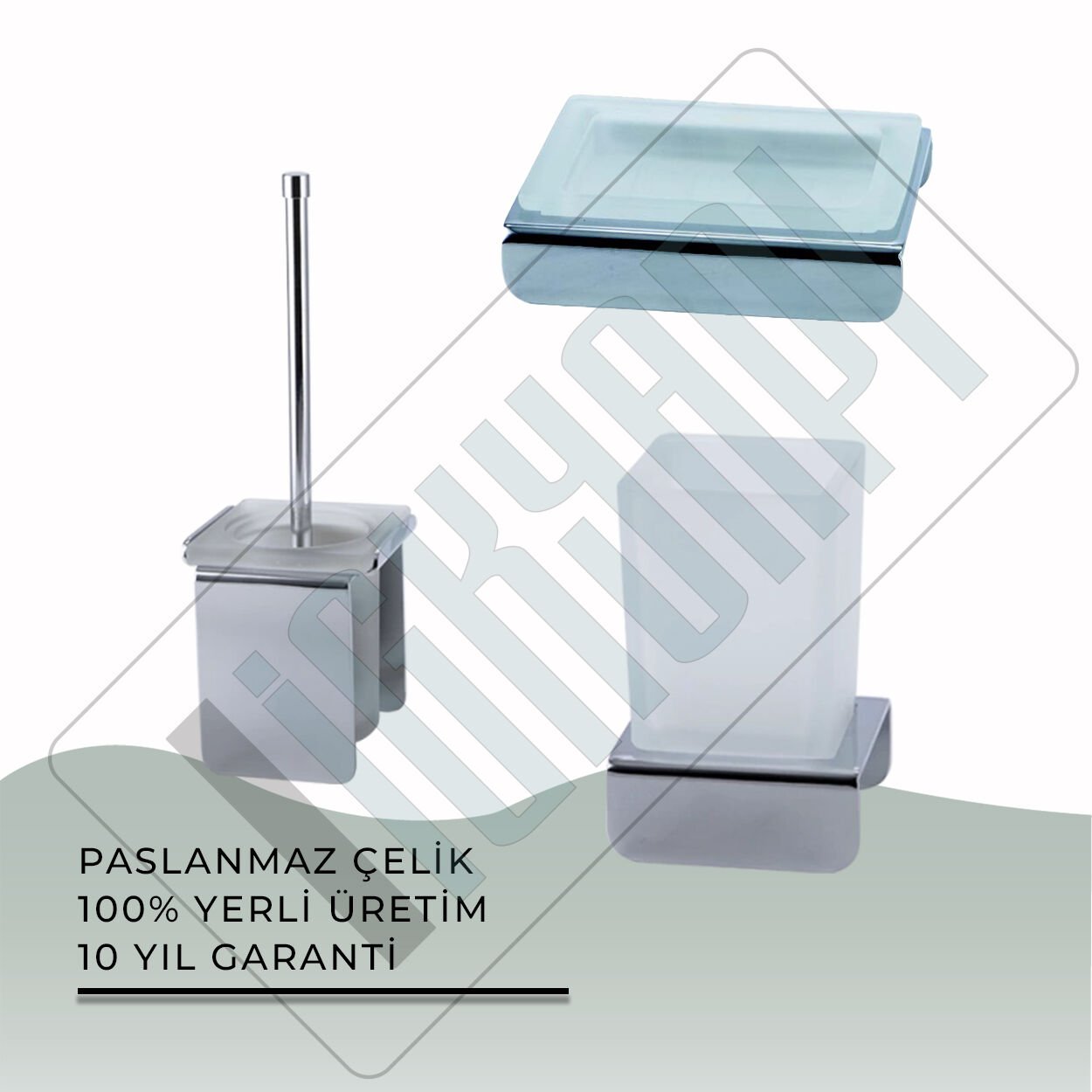 İGK YAPI - Çelik Banyo Paris Banyo Aksesuar Seti - 28 (3 Parça)