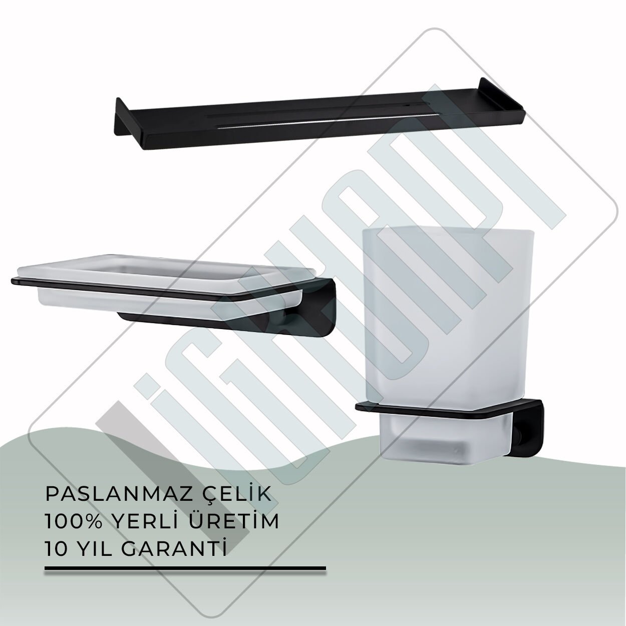 İGK YAPI - Çelik Banyo Paris DKP Banyo Aksesuar Seti - 30 (3 Parça)