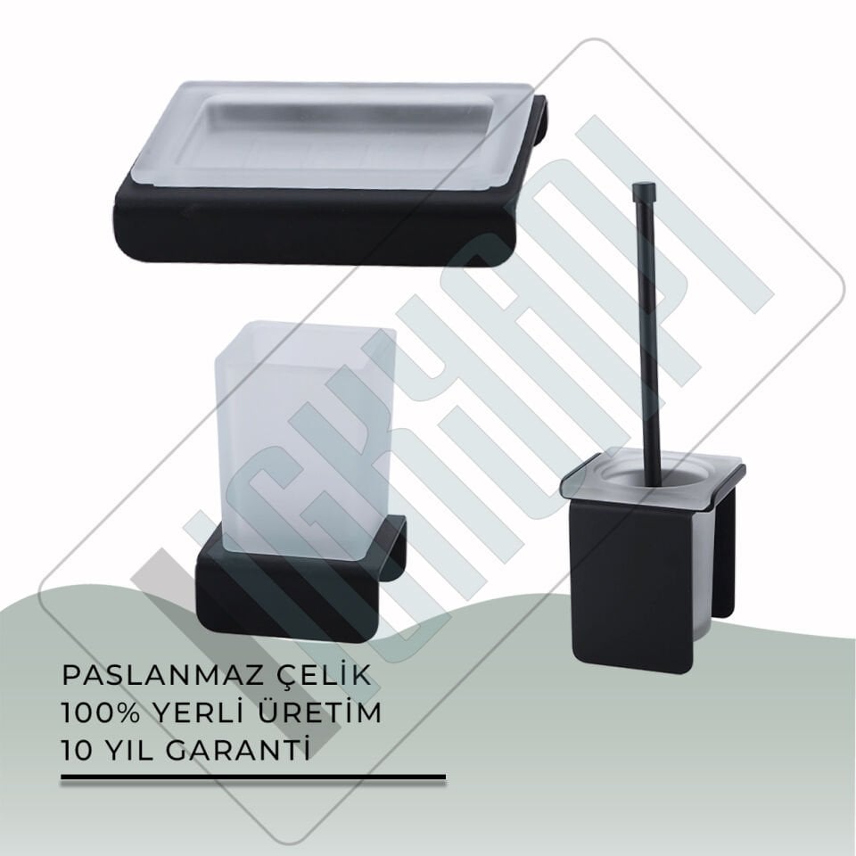 İGK YAPI - Çelik Banyo Paris DKP Banyo Aksesuar Seti - 32 (3 Parça)