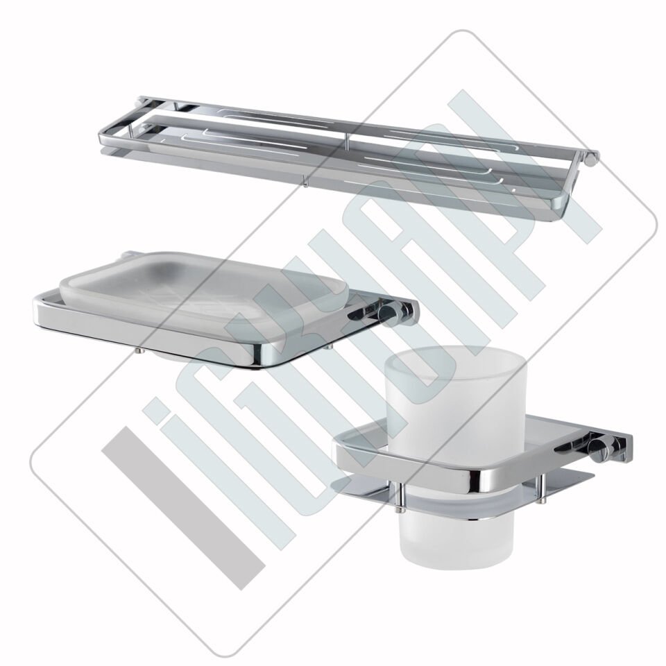 İGK YAPI - Çelik Banyo Mercan Banyo Aksesuar Seti - 34 (3 Parça)