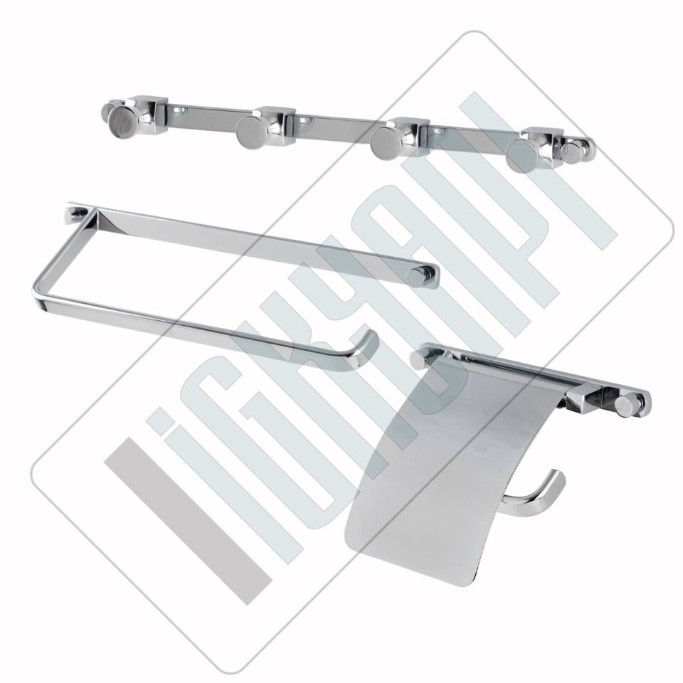 İGK YAPI - Çelik Banyo Mercan Banyo Aksesuar Seti - 35 (3 Parça)