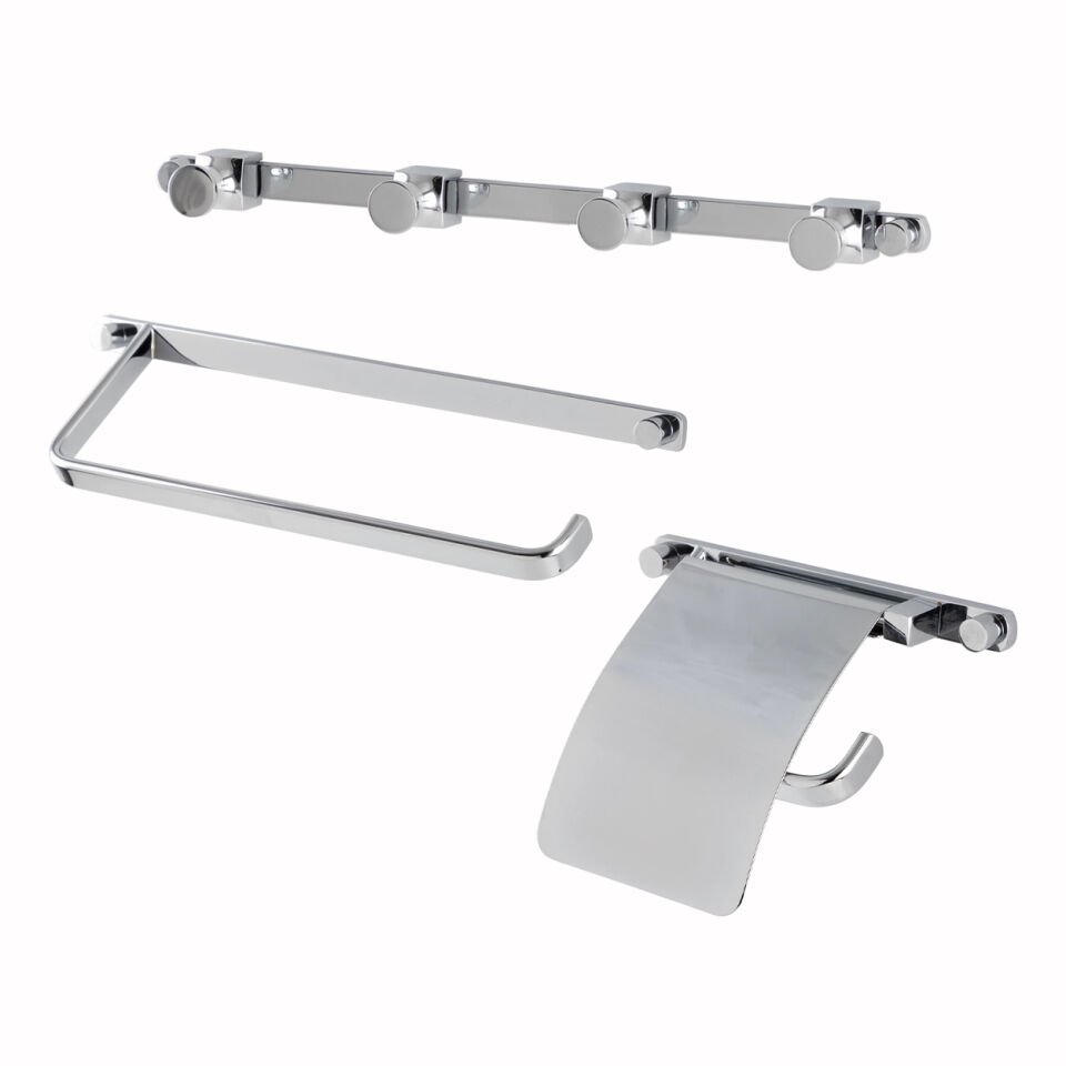İGK YAPI - Çelik Banyo Mercan Banyo Aksesuar Seti - 35 (3 Parça)
