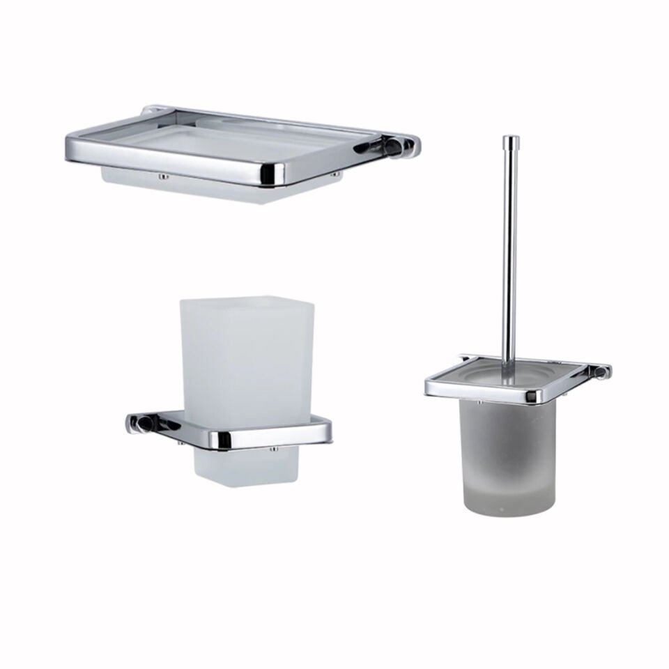 İGK YAPI - Çelik Banyo Mercan Banyo Aksesuar Seti - 36 (3 Parça)