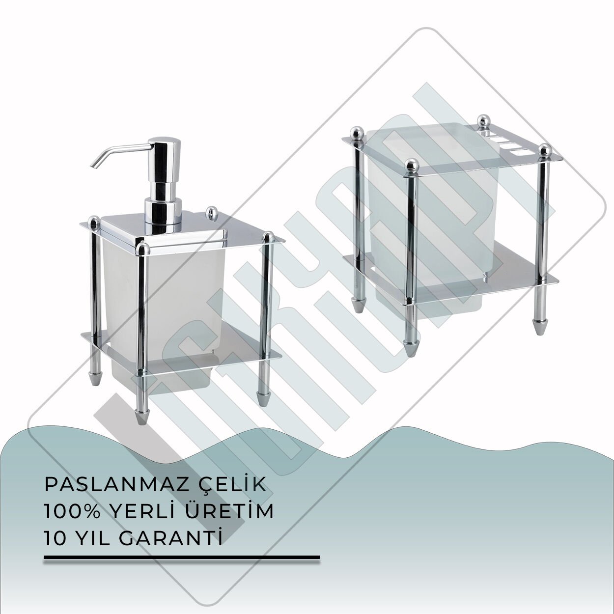İGK YAPI - Çelik Banyo Vizyon Banyo Aksesuar Seti - 38 (2 Parça)