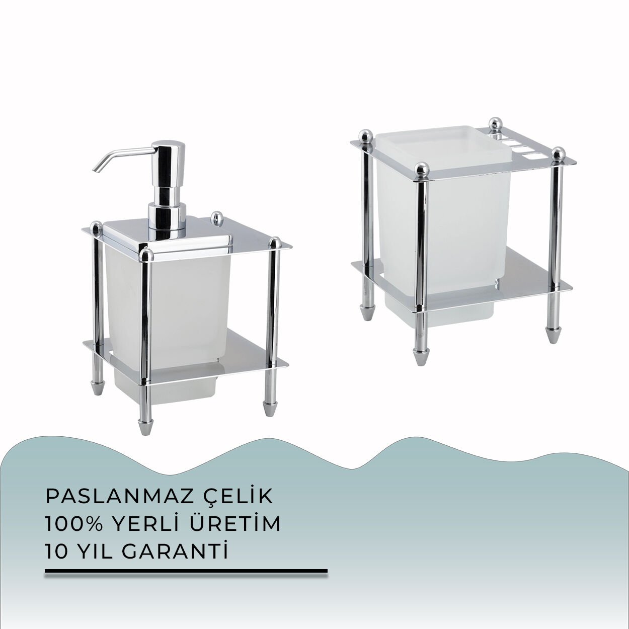 İGK YAPI - Çelik Banyo Vizyon Banyo Aksesuar Seti - 38 (2 Parça)