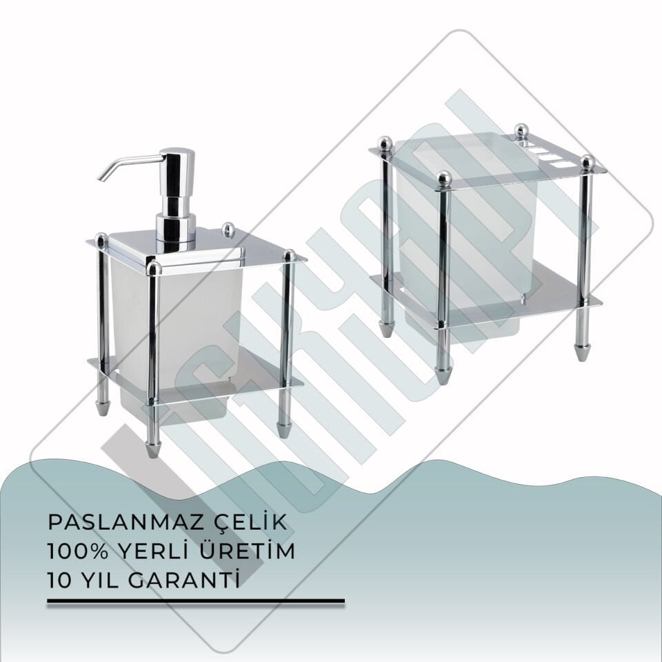 İGK YAPI - Çelik Banyo Vizyon Banyo Aksesuar Seti - 38 (2 Parça)