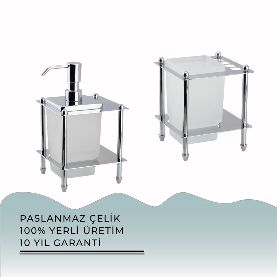 İGK YAPI - Çelik Banyo Vizyon Banyo Aksesuar Seti - 38 (2 Parça)