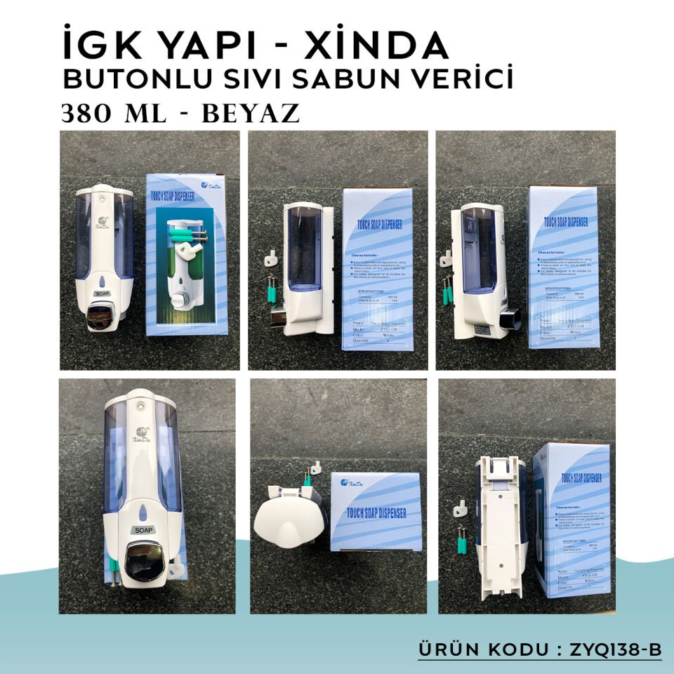 İGK YAPI – XinDa Tekli Butonlu Beyaz Sıvı Sabun Dispanseri (ZYQ138-B)