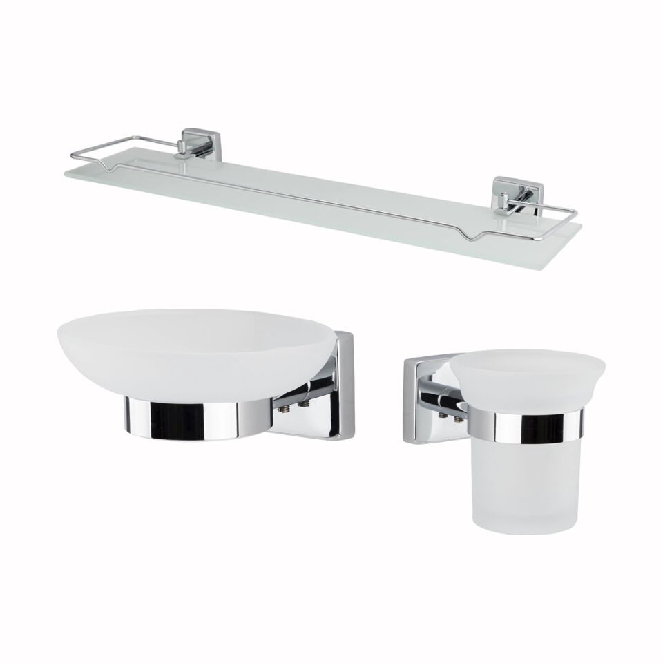 İGK YAPI - Çelik Banyo Vizyon Banyo Aksesuar Seti - 39 (3 Parça)
