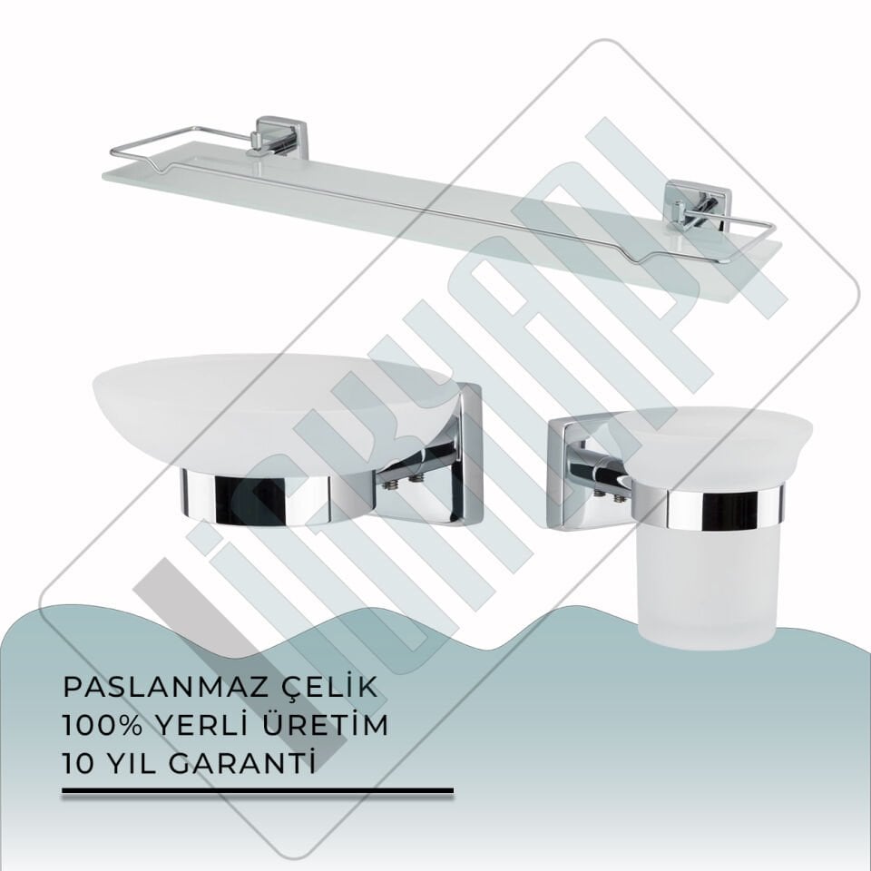 İGK YAPI - Çelik Banyo Vizyon Banyo Aksesuar Seti - 39 (3 Parça)