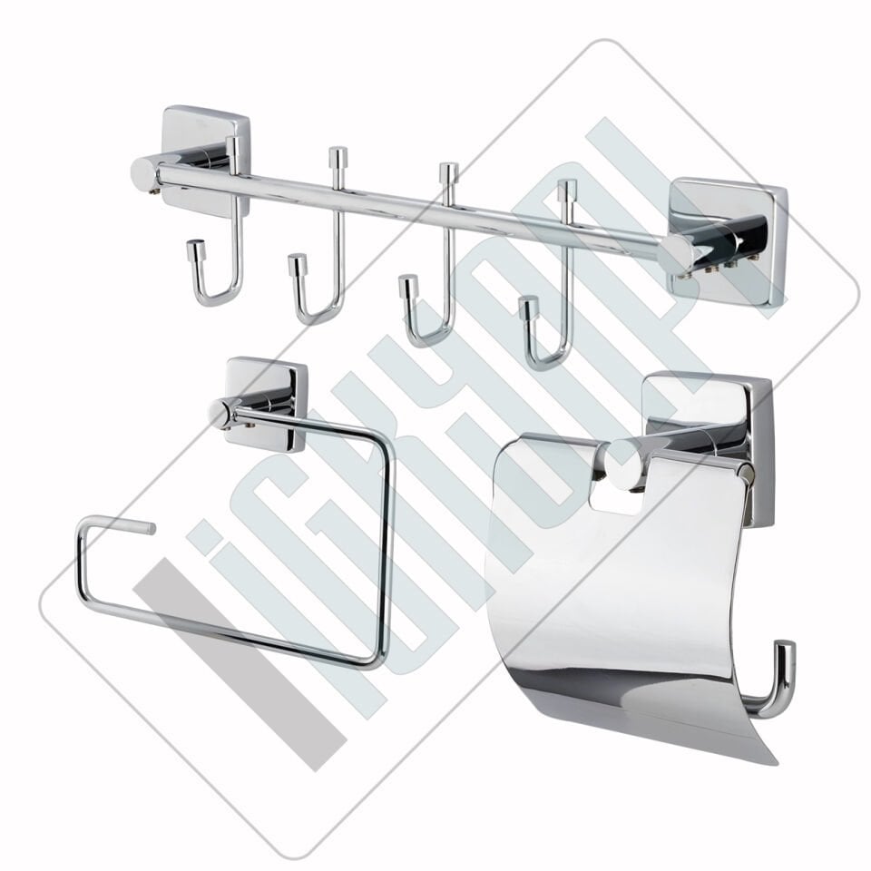 İGK YAPI - Çelik Banyo Vizyon Banyo Aksesuar Seti - 40 (3 Parça)