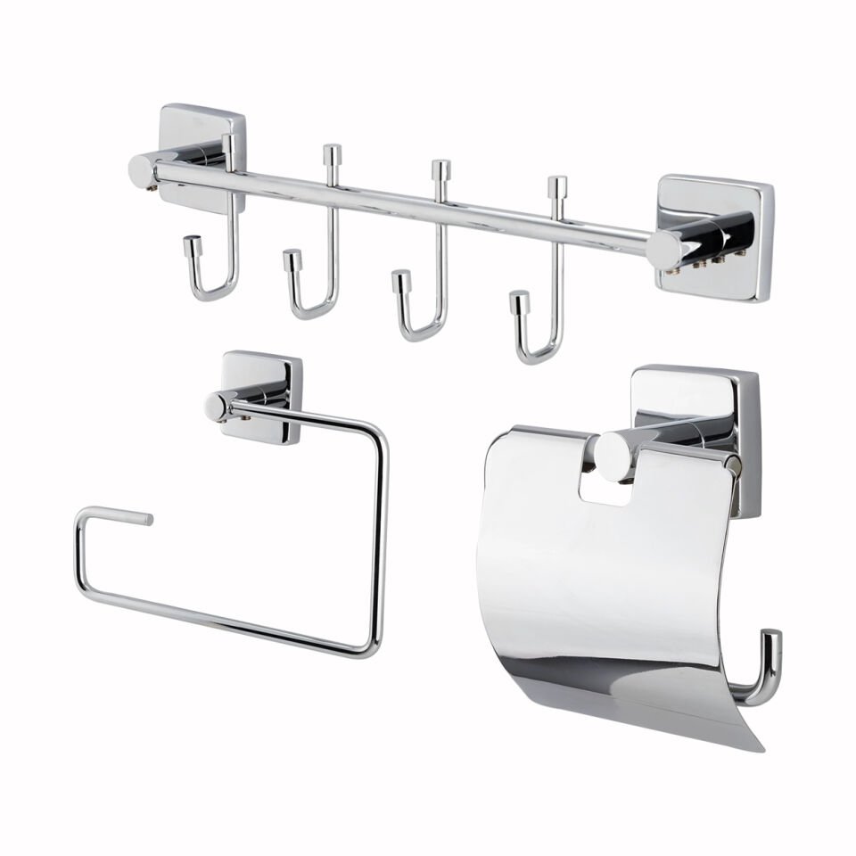 İGK YAPI - Çelik Banyo Vizyon Banyo Aksesuar Seti - 40 (3 Parça)