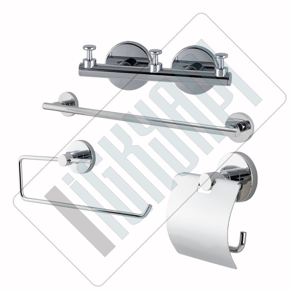 İGK YAPI - Çelik Banyo Flora Banyo Aksesuar Seti - 43 (4 Parça)