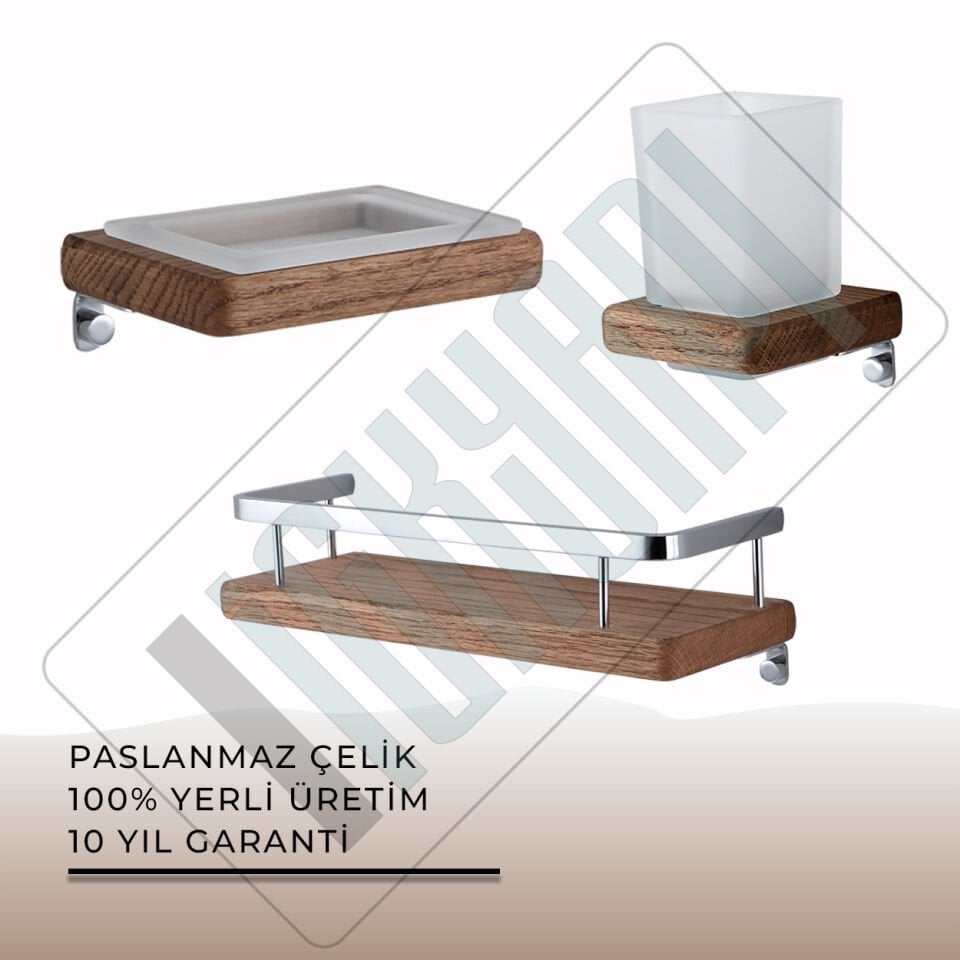 İGK YAPI - Çelik Banyo Selvi Banyo Aksesuar Seti - 45 (3 Parça)