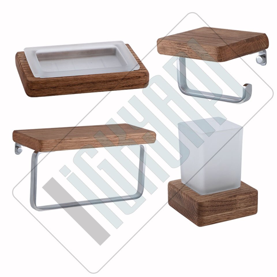 İGK YAPI - Çelik Banyo Selvi Banyo Aksesuar Seti - 46 (4 Parça)