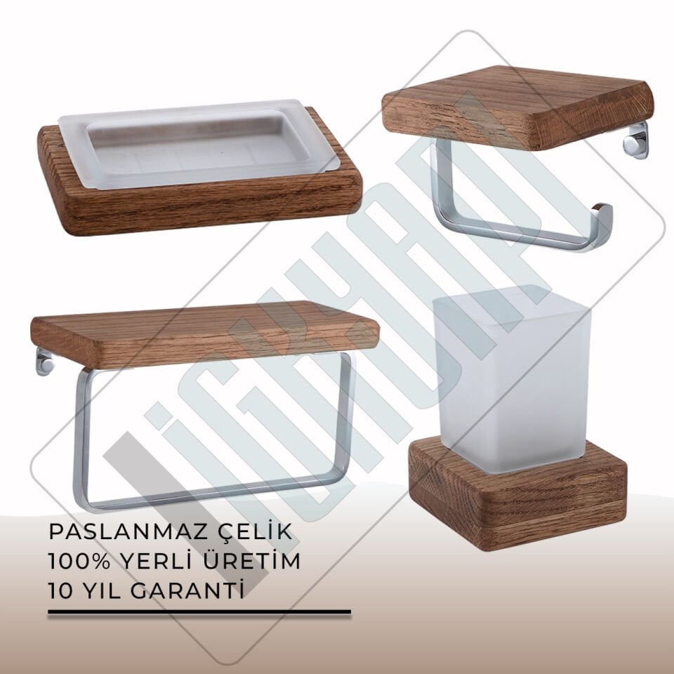 İGK YAPI - Çelik Banyo Selvi Banyo Aksesuar Seti - 46 (4 Parça)