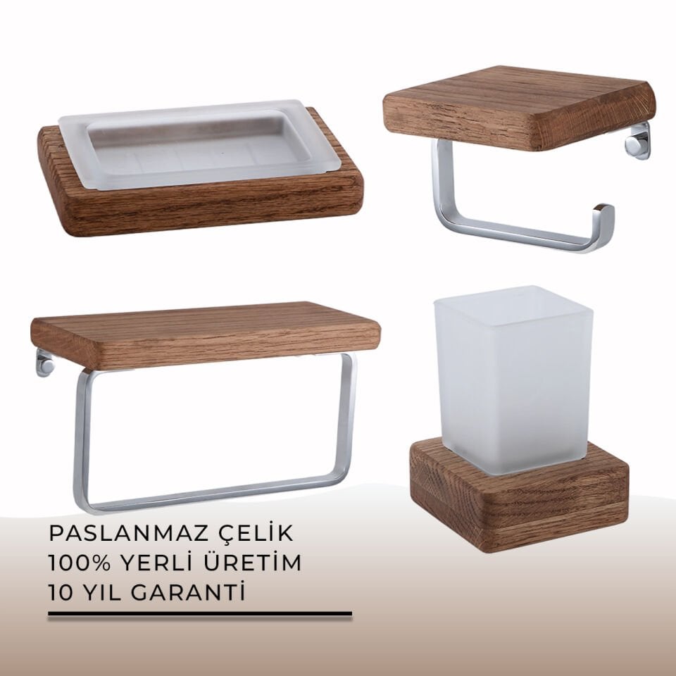 İGK YAPI - Çelik Banyo Selvi Banyo Aksesuar Seti - 46 (4 Parça)