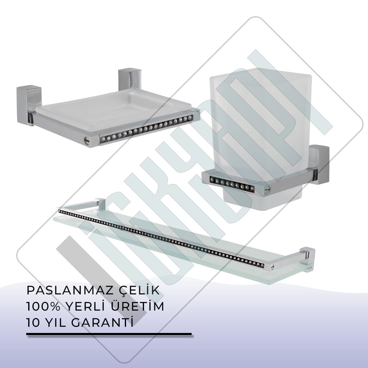 İGK YAPI - Çelik Banyo Swwor Banyo Aksesuar Seti - 47 (3 Parça)