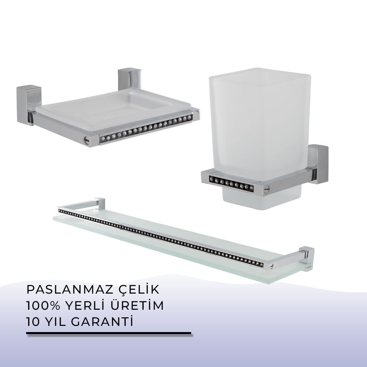 İGK YAPI - Çelik Banyo Swwor Banyo Aksesuar Seti - 47 (3 Parça)
