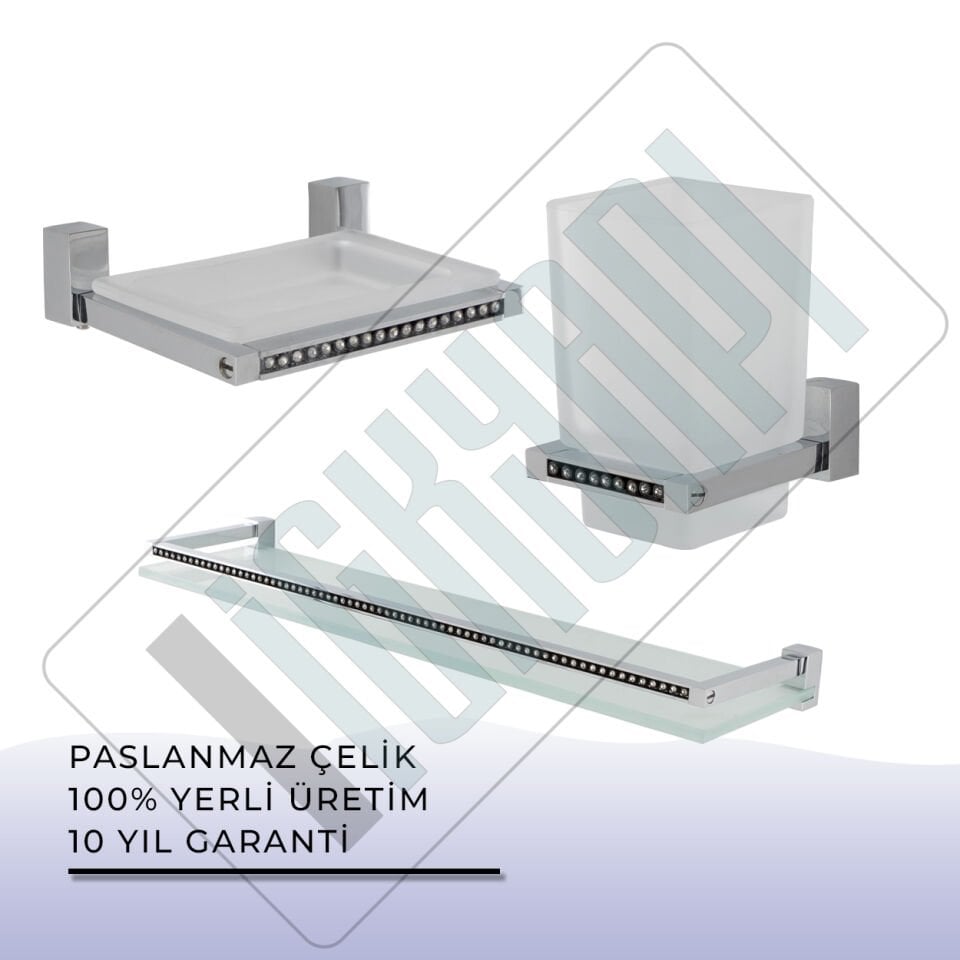 İGK YAPI - Çelik Banyo Swwor Banyo Aksesuar Seti - 47 (3 Parça)