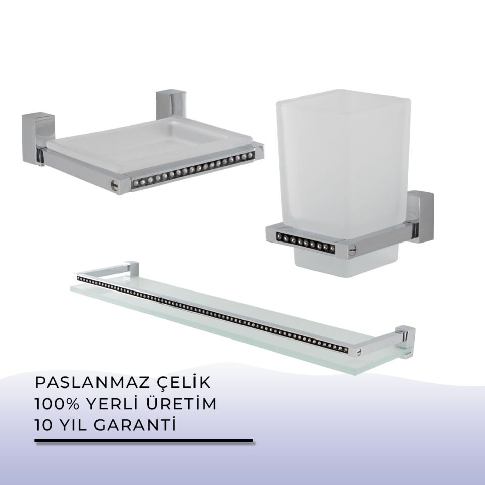 İGK YAPI - Çelik Banyo Swwor Banyo Aksesuar Seti - 47 (3 Parça)