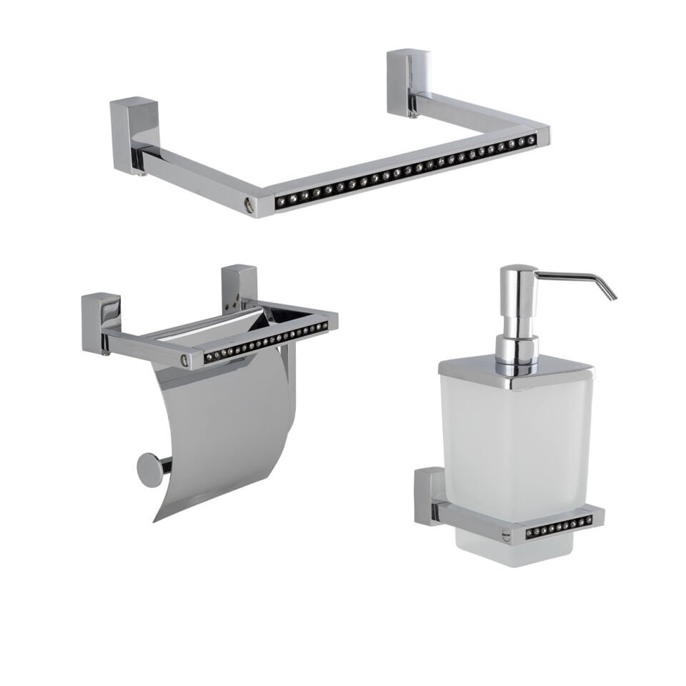 İGK YAPI - Çelik Banyo Swwor Banyo Aksesuar Seti - 48 (3 Parça)