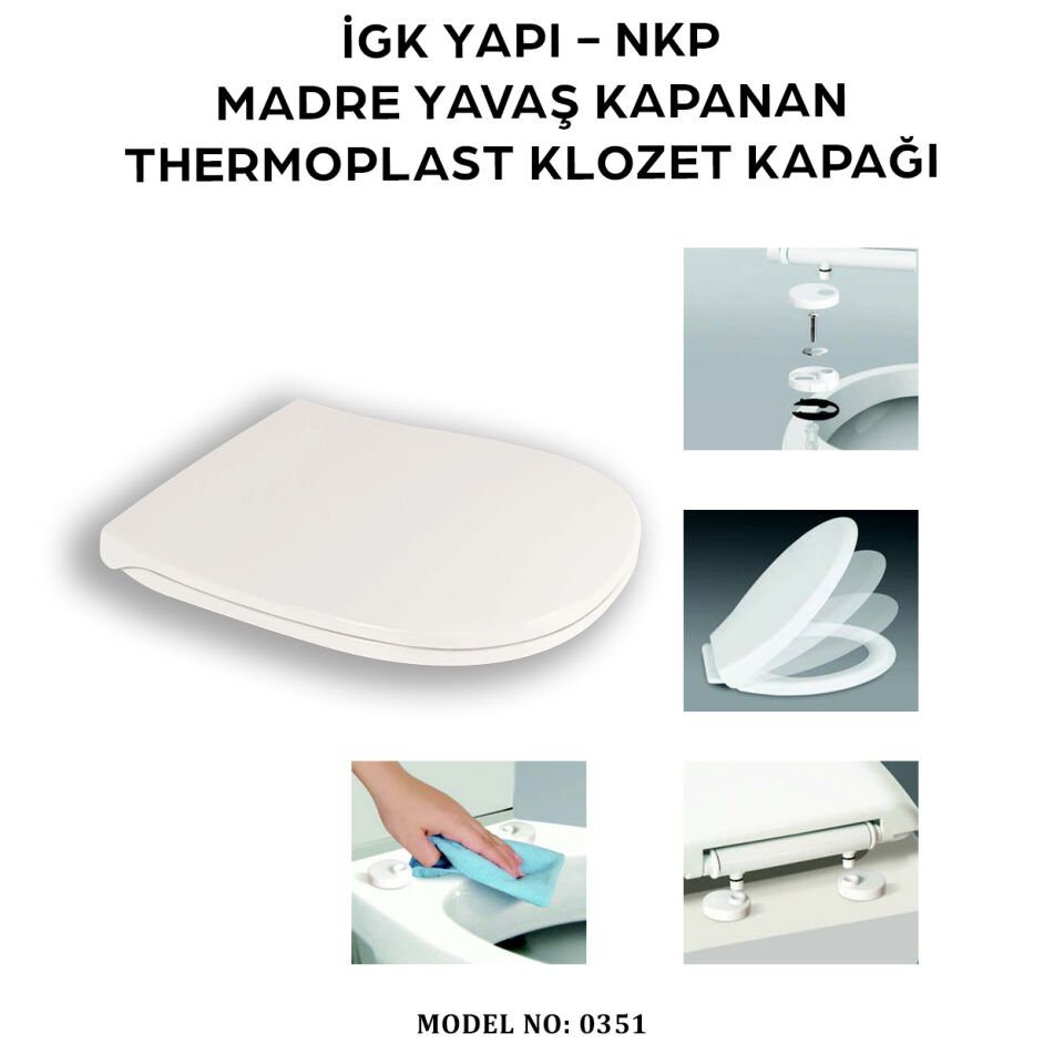 İGK YAPI - NKP 0351 MADRE Yavaş Kapanan Thermoplast Klozet Kapağı
