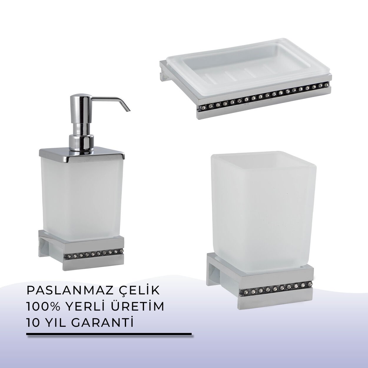 İGK YAPI - Çelik Banyo Swwor Banyo Aksesuar Seti - 49 (3 Parça)