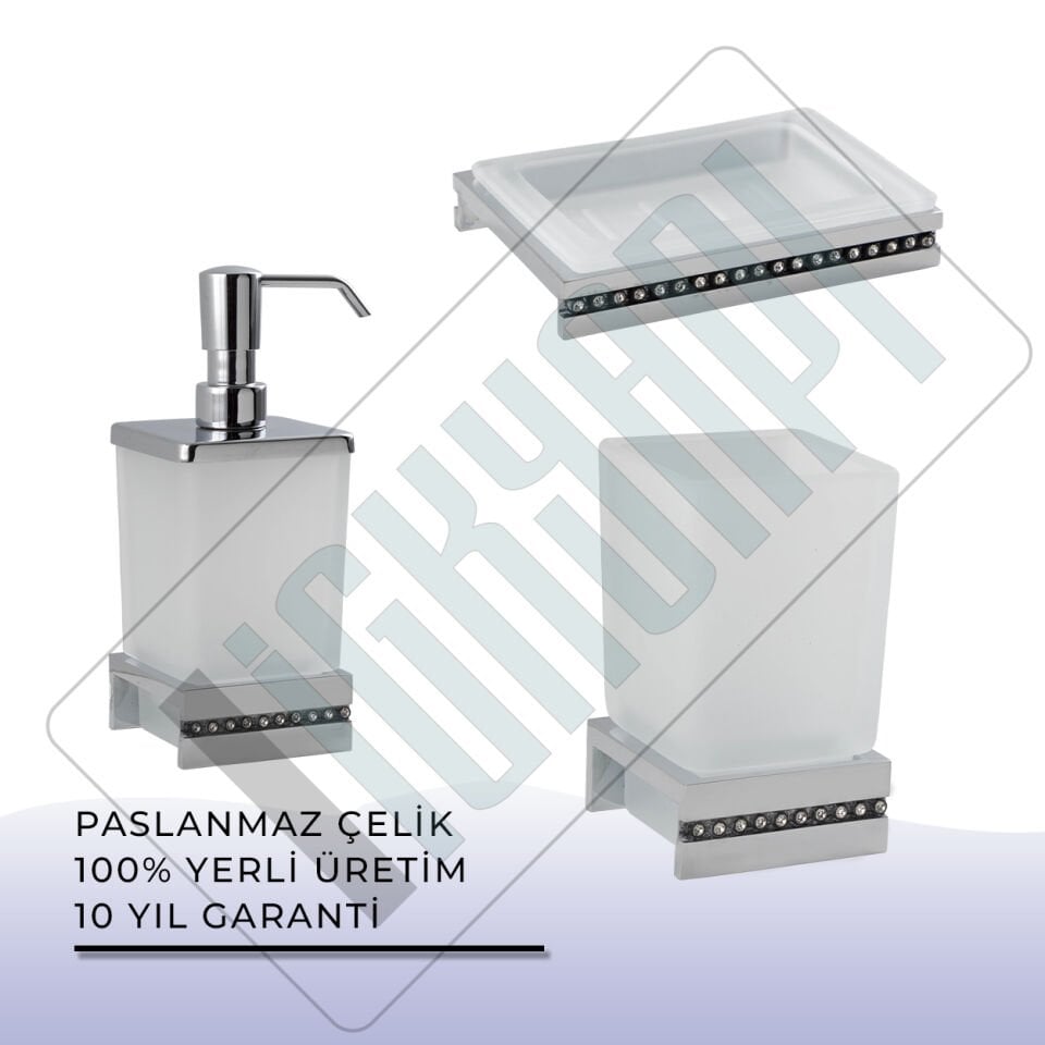 İGK YAPI - Çelik Banyo Swwor Banyo Aksesuar Seti - 49 (3 Parça)