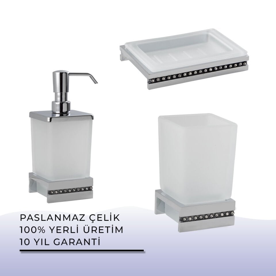 İGK YAPI - Çelik Banyo Swwor Banyo Aksesuar Seti - 49 (3 Parça)