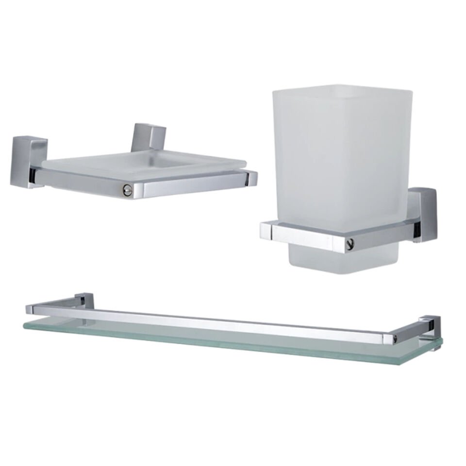 İGK YAPI - Çelik Banyo Swwor Banyo Aksesuar Seti - 50 (3 Parça)