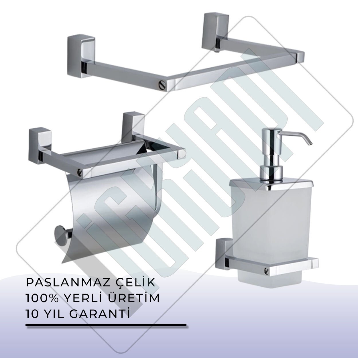 İGK YAPI - Çelik Banyo Swwor Banyo Aksesuar Seti - 51 (3 Parça)
