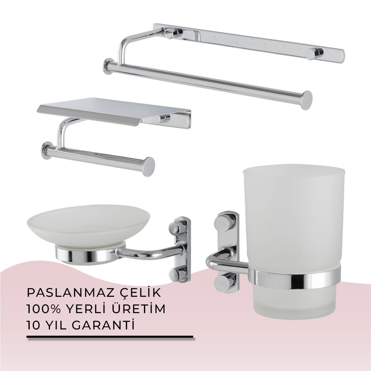 İGK YAPI - Çelik Banyo Vera Banyo Aksesuar Seti - 52 (4 Parça)