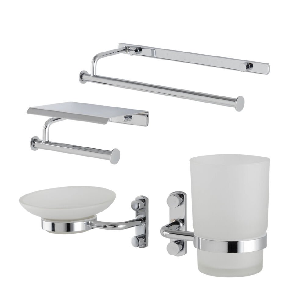 İGK YAPI - Çelik Banyo Vera Banyo Aksesuar Seti - 52 (4 Parça)
