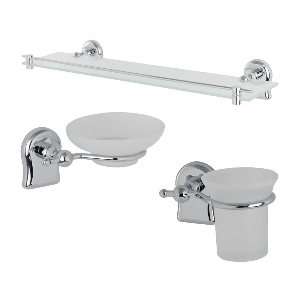 İGK YAPI - Çelik Banyo Lale Banyo Aksesuar Seti - 53 (3 Parça)