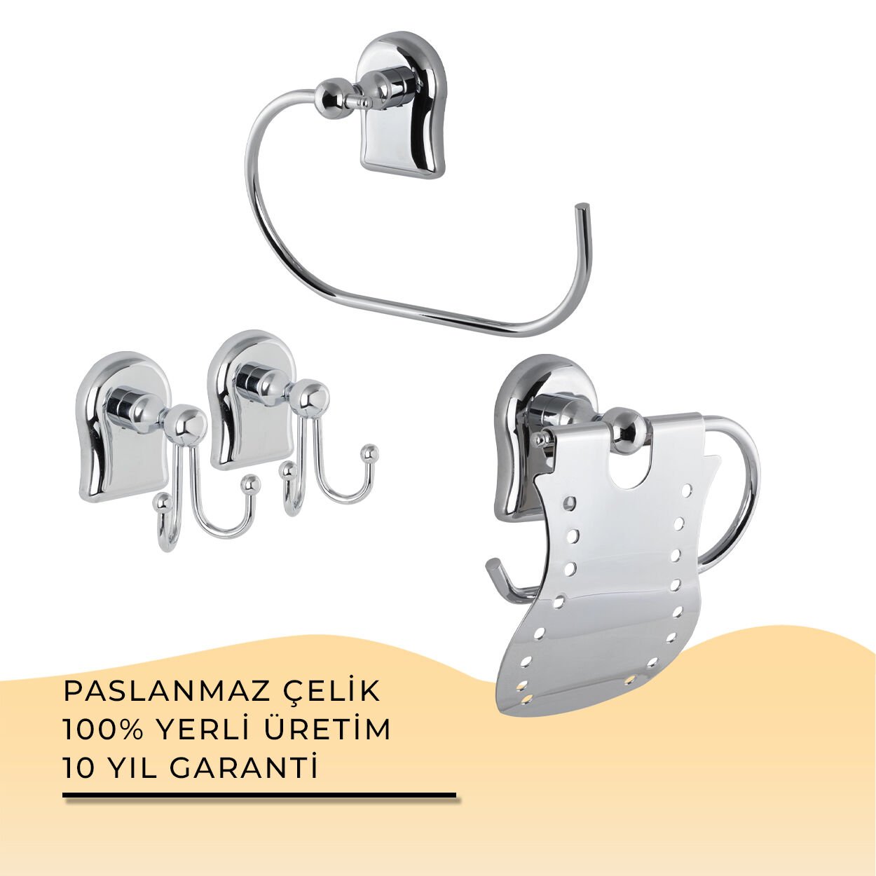 İGK YAPI - Çelik Banyo Lale Banyo Aksesuar Seti - 54 (4 Parça)
