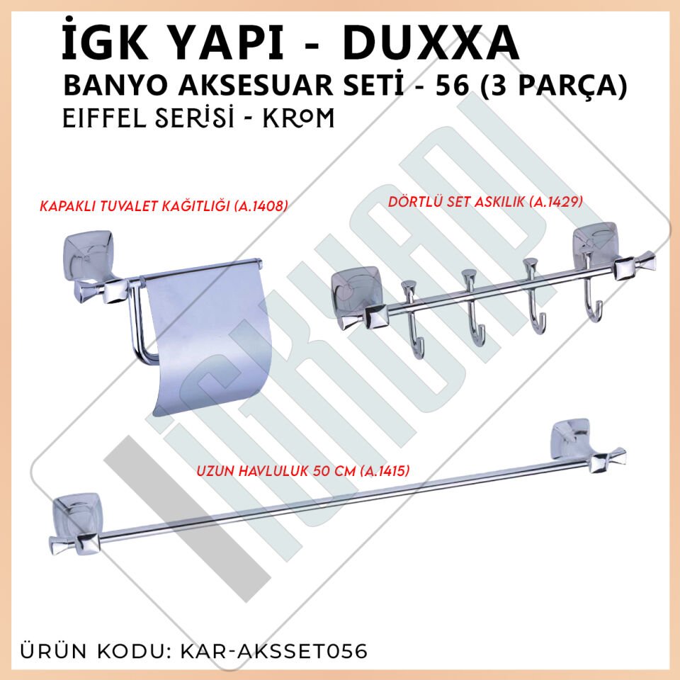İGK YAPI - Duxxa Eiffel Banyo Aksesuar Seti - 56 (3 Parça)