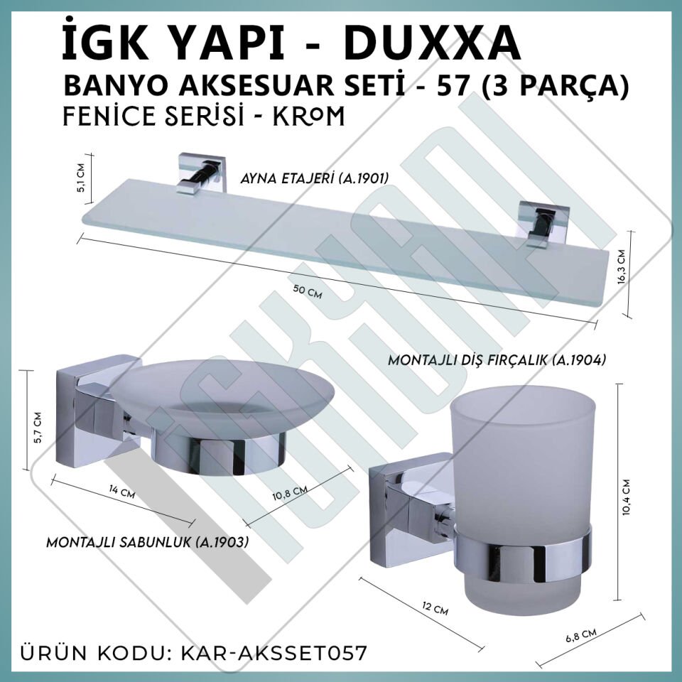 İGK YAPI - Duxxa Fenice Banyo Aksesuar Seti - 57 (3 Parça)