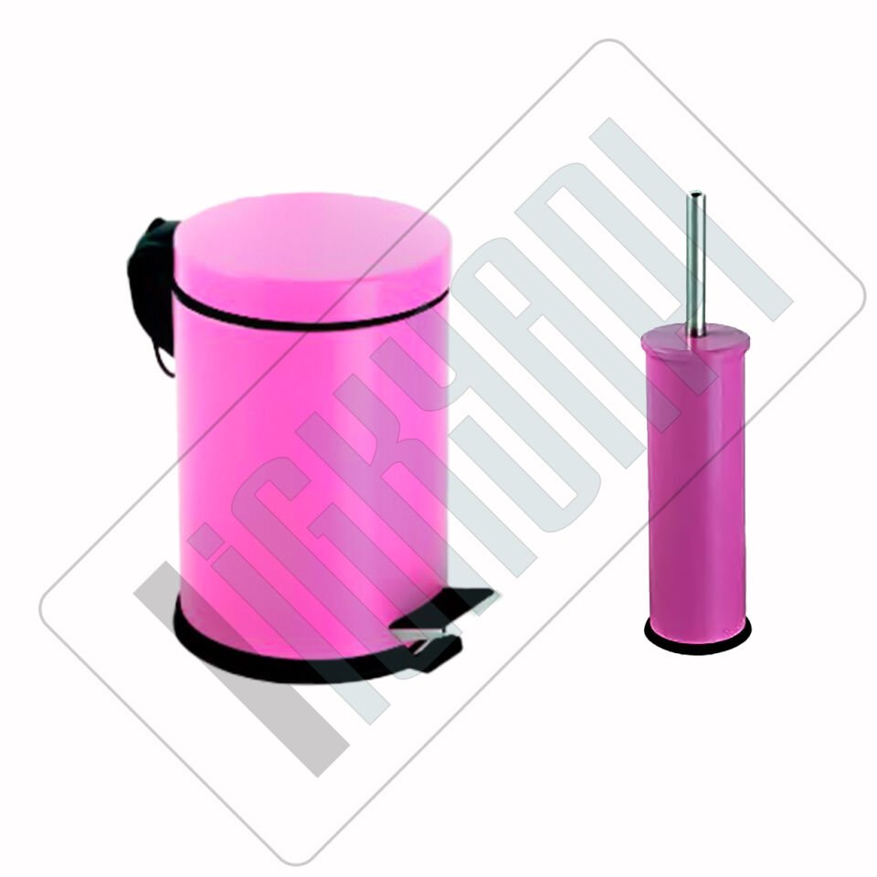 İGK YAPI - Çelik Banyo Pembe Temizlik Seti - 03 (2 Parça)