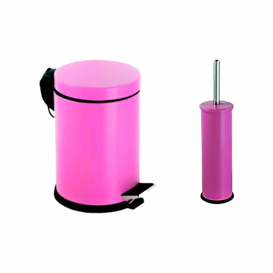 İGK YAPI - Çelik Banyo Pembe Temizlik Seti - 03 (2 Parça)