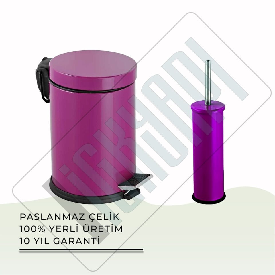 İGK YAPI - Çelik Banyo Fuşya Temizlik Seti - 04 (2 Parça)