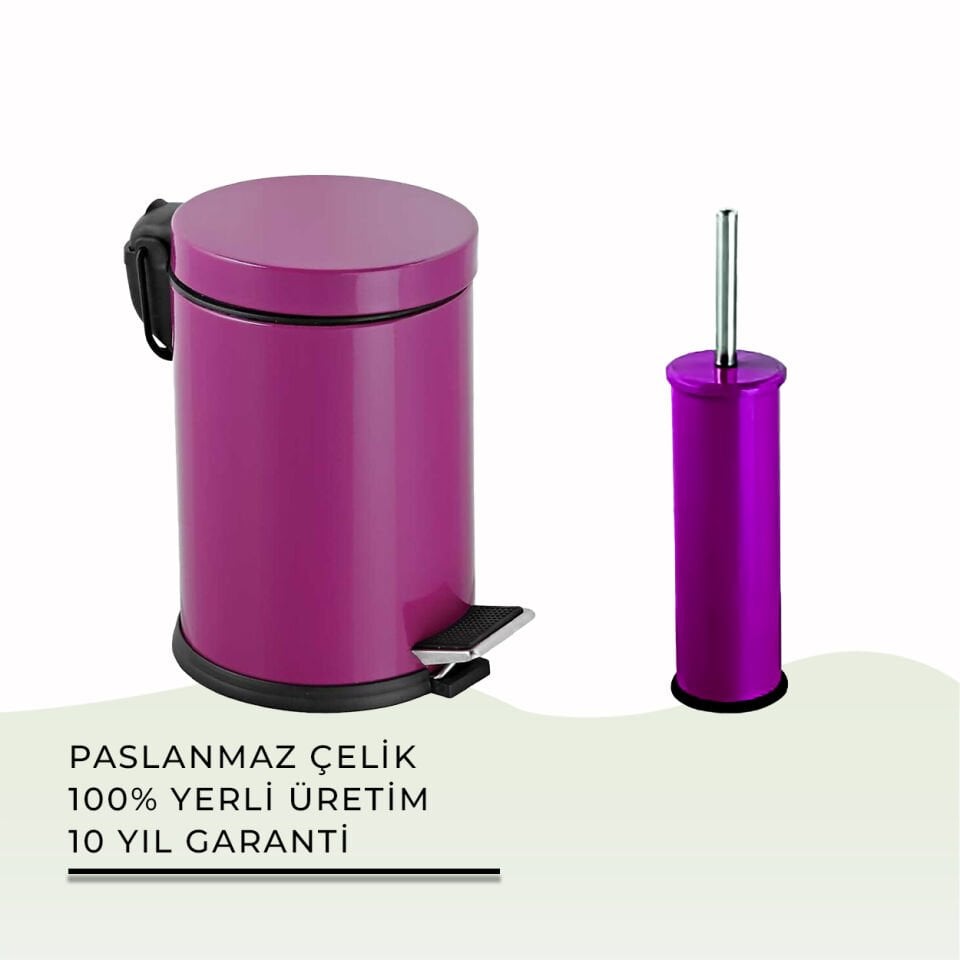 İGK YAPI - Çelik Banyo Fuşya Temizlik Seti - 04 (2 Parça)