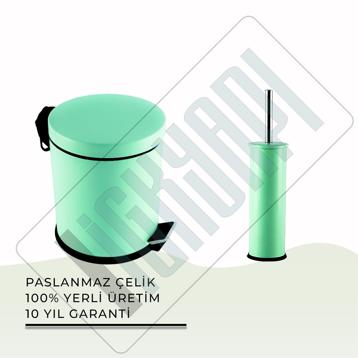 İGK YAPI - Çelik Banyo Mint Temizlik Seti - 05 (2 Parça)