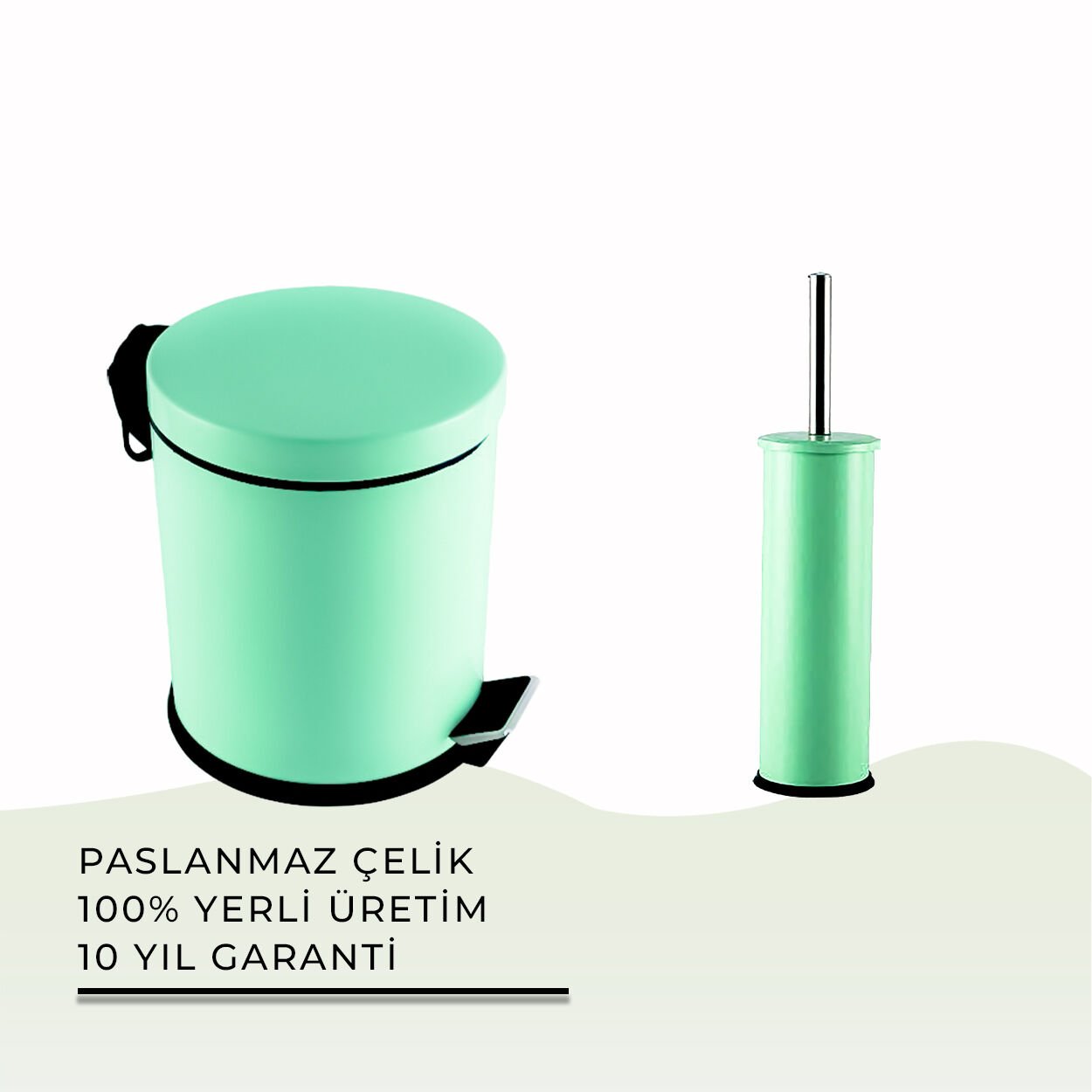 İGK YAPI - Çelik Banyo Mint Temizlik Seti - 05 (2 Parça)