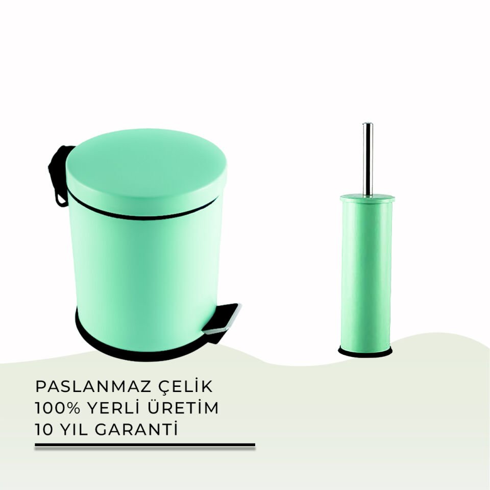 İGK YAPI - Çelik Banyo Mint Temizlik Seti - 05 (2 Parça)