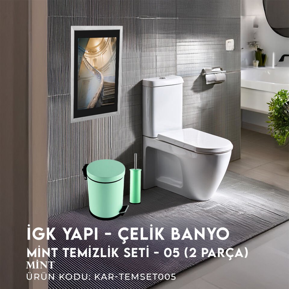 İGK YAPI - Çelik Banyo Mint Temizlik Seti - 05 (2 Parça)