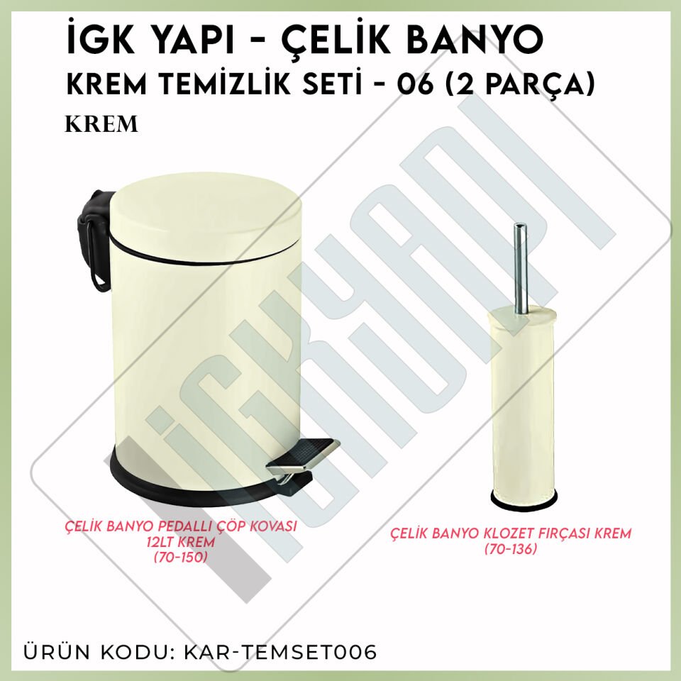 İGK YAPI - Çelik Banyo Krem Temizlik Seti - 06 (2 Parça)