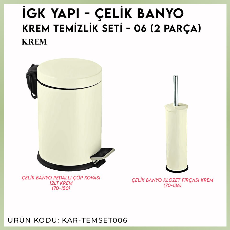 İGK YAPI - Çelik Banyo Krem Temizlik Seti - 06 (2 Parça)